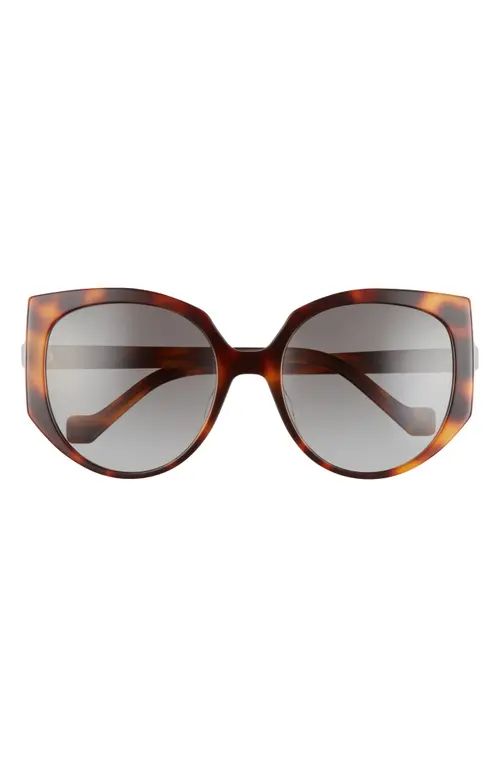 Loewe 57mm Oversize Cat Eye Sunglasses in Blonde Havana /Gradient Smoke at Nordstrom | Nordstrom