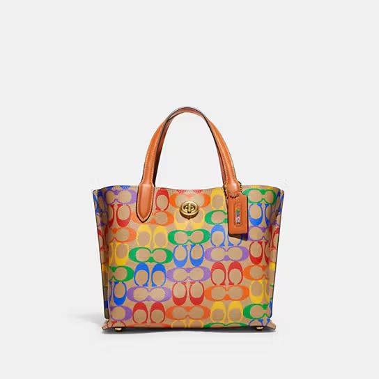 Willow Tote 24 In Rainbow Signature Canvas | Coach (US)
