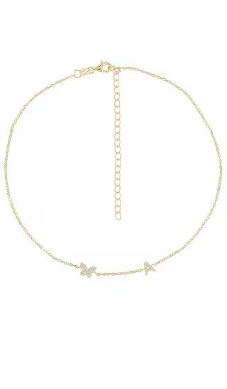 By Adina Eden Pave Butterfly Initial Choker in Metallic Gold. - size P (also in D, E, G, H, I, K, L, N, O, R) | Revolve Clothing (Global)