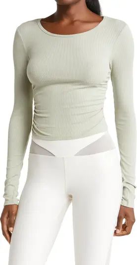Alo Gather Long Sleeve Rib Crop Top | Nordstrom | Nordstrom