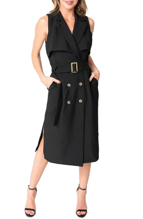 GIBSONLOOK Sleeveless Trench Dress in Black at Nordstrom, Size Xx-Small | Nordstrom