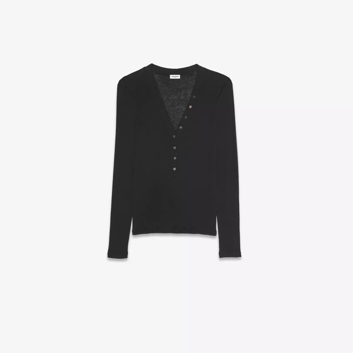 Long-Sleeve T-Shirt In Ribbed Jersey Black M | Saint Laurent Inc. (Global)