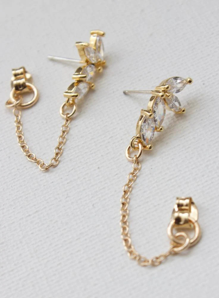 CZ MARQUISE AND CHAIN EARRINGS | Katie Waltman Jewelry