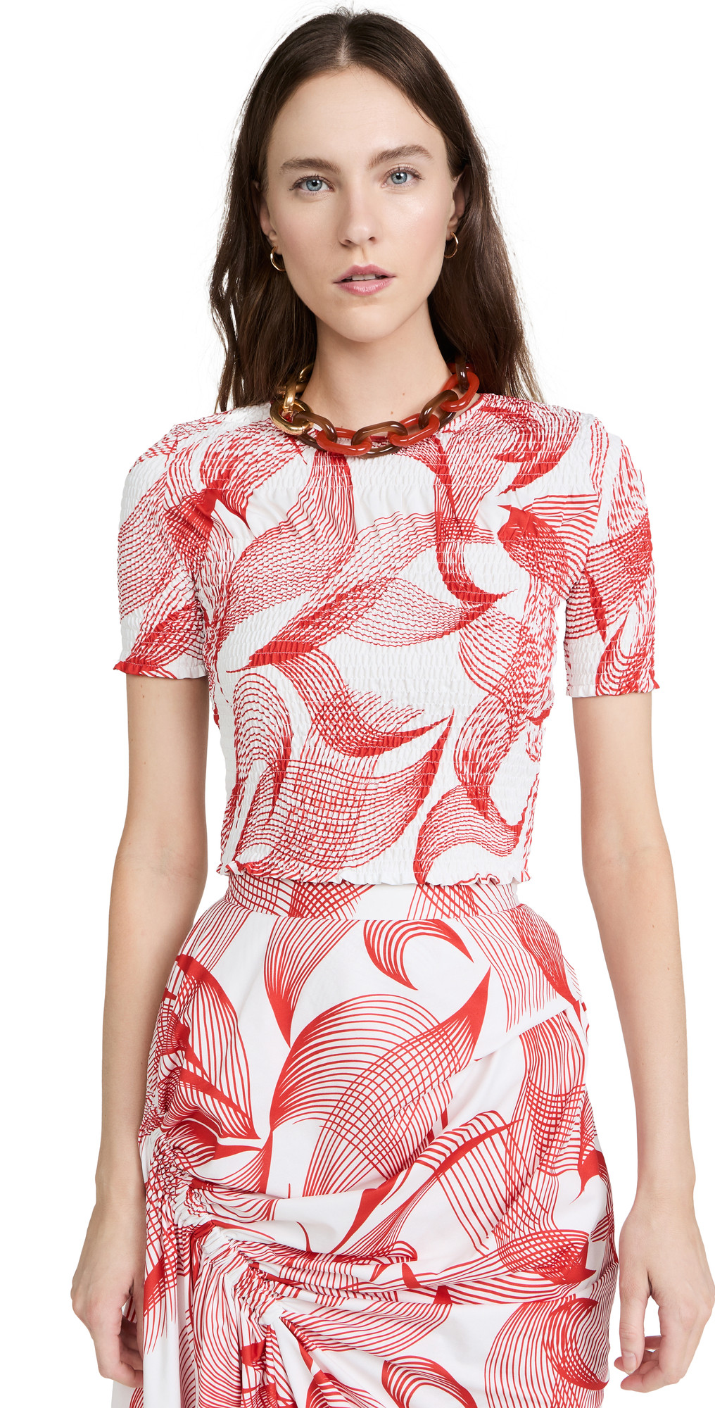 pushBUTTON Red Leaf Wrinkled Crop Top | Shopbop