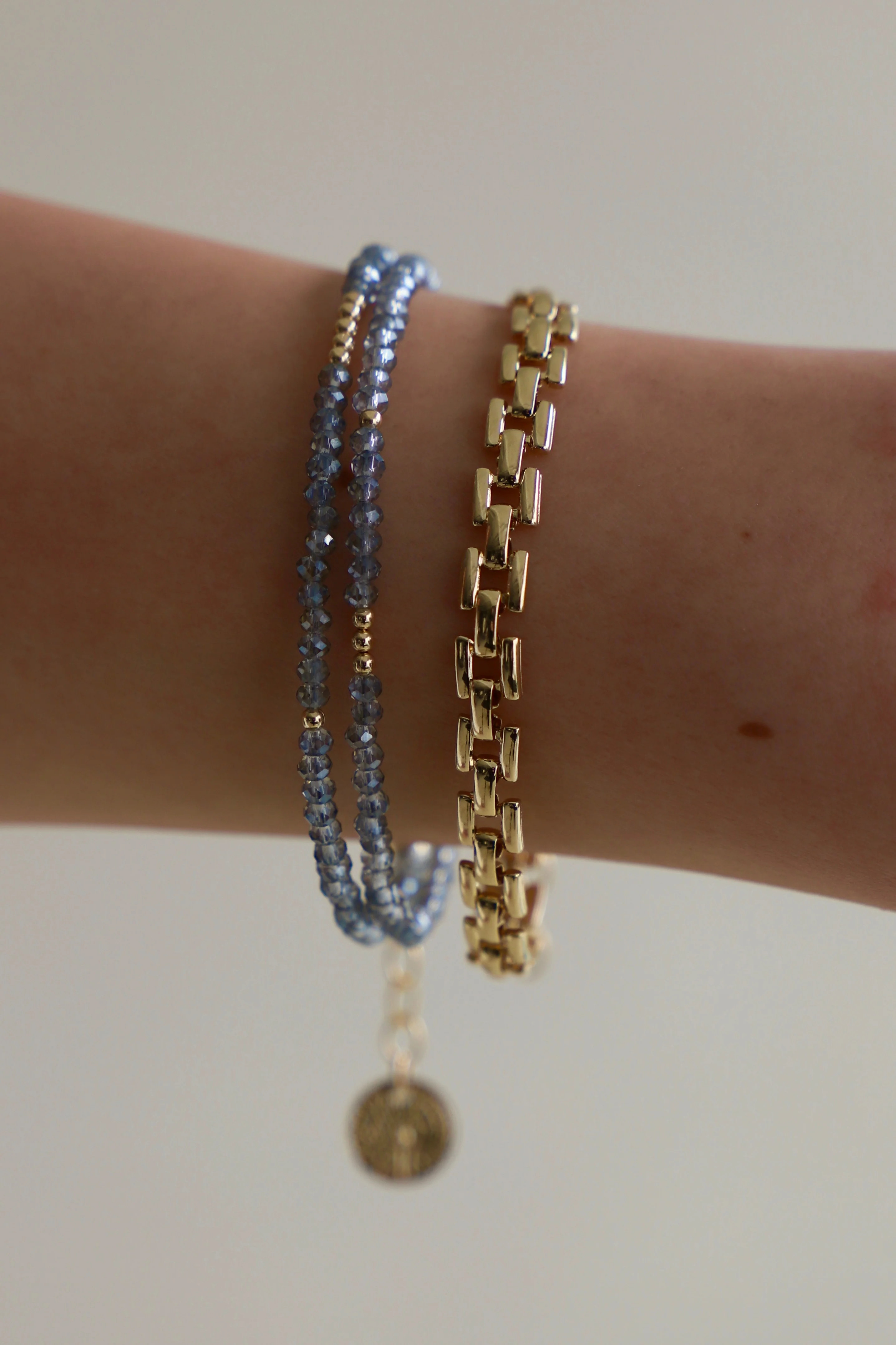 LIGHT BLUE PETITE CRYSTAL DOUBLE WRAP BRACELET | Katie Waltman Jewelry