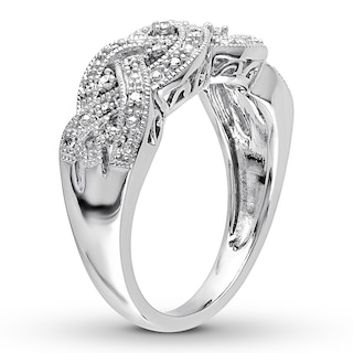 Diamond Woven Ring 1/8 ct tw Round-cut Sterling Silver | Kay Jewelers