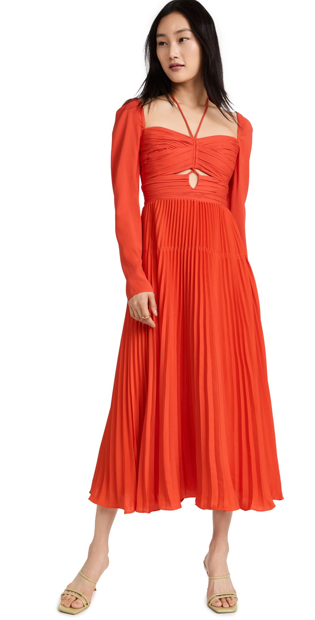 Self Portrait Red Stretch Cut Out Midi Dress | Shopbop