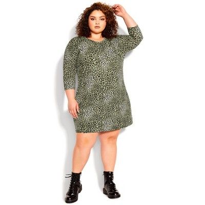 SOCIETIE+| Women's Plus Size Pocket Print Dress - leopard - 26W/28W | Target