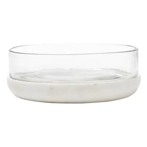 WHITE MARBLE AND GLASS BOWL | Katie Waltman Jewelry