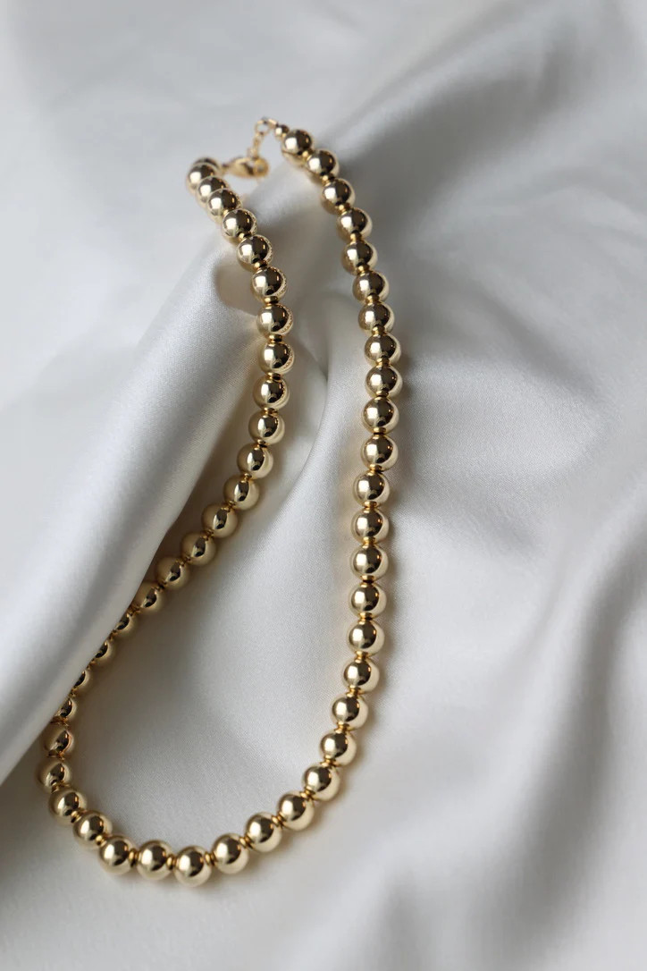 GOLD FILLED 8MM BEADED NECKLACE | Katie Waltman Jewelry