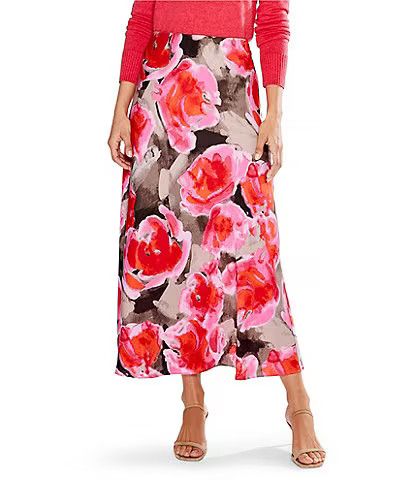 Happy Splash Floral Print Woven Split V-Neck Short Sleeve A-Line Tiered Maxi Dress | Dillard's