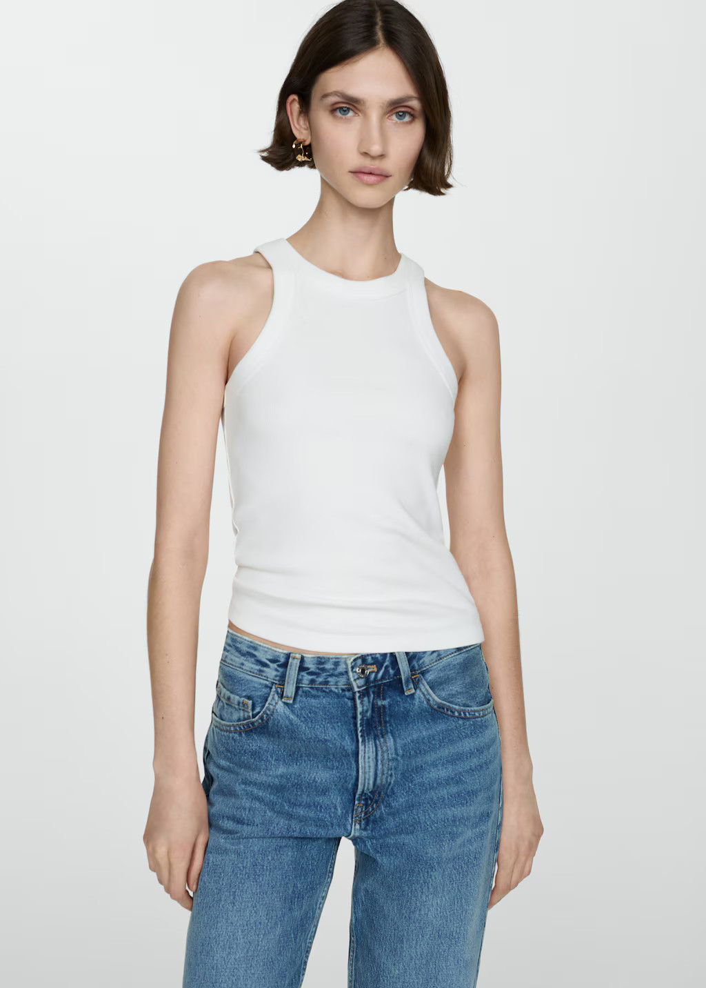 Ribbed cotton-blend top - Women | MANGO USA | Mango (US/MX/AU)