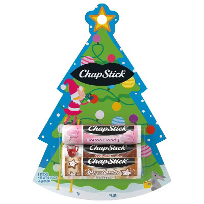 Chapstick Sugar Cookie, Cotton Candy, Hot Chocolate and Cake Batter Kids' Lip Balm - 4ct | Target