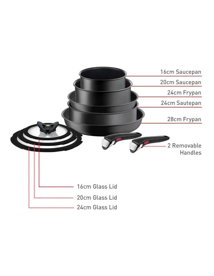 Ingenio Ultimate Induction Non-Stick 10 Piece Cookset in Black | Myer