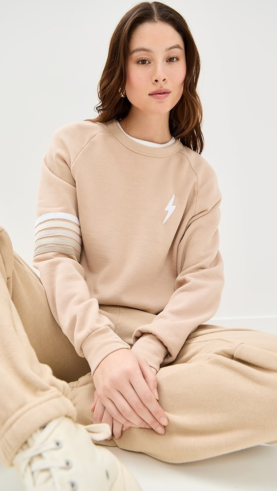 Aviator Nation Bolt Rugby Stitch Cropped Crew Sweatshirt | Shopbop | Shopbop