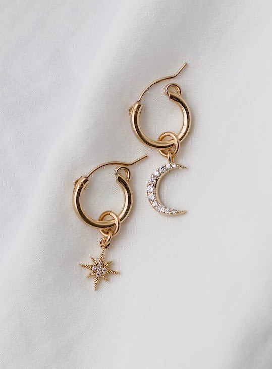 CELESTIAL STAR AND MOON HOOPS | Katie Waltman Jewelry