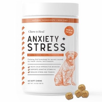 Chew + Heal Calming Anxiety Treats, Dog Supplement, Stress Relief For Travel, Storms & Fireworks - 6 | Target