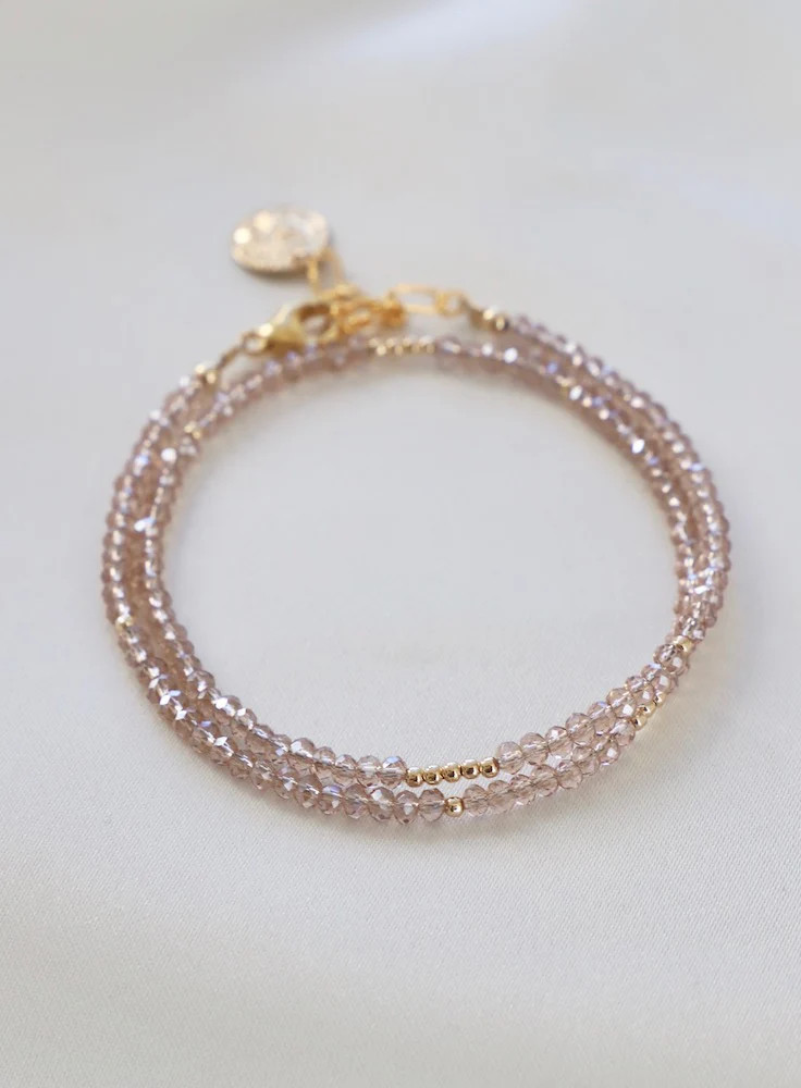 CHAMPAGNE PETITE CRYSTAL DOUBLE WRAP BRACELET | Katie Waltman Jewelry