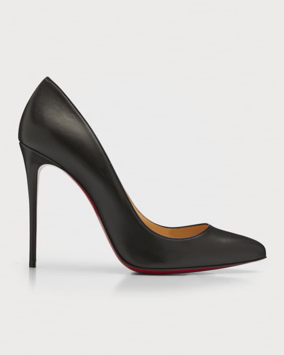 Christian Louboutin Pigalle Follies Leather 100mm Red Sole High-Heel Pumps, Black | Neiman Marcus