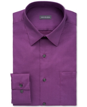 Van Heusen Men's Classic/Regular-Fit Stain Shield Performance Stretch Grape Purple Textured Dress Sh | Macys (US)