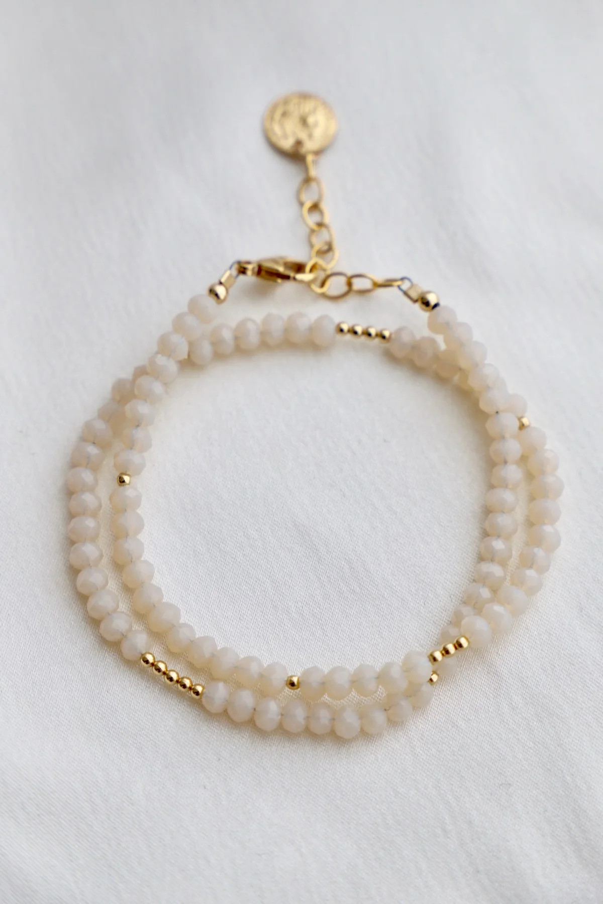 CREAM MEDIUM CRYSTAL DOUBLE WRAP BRACELET | Katie Waltman Jewelry