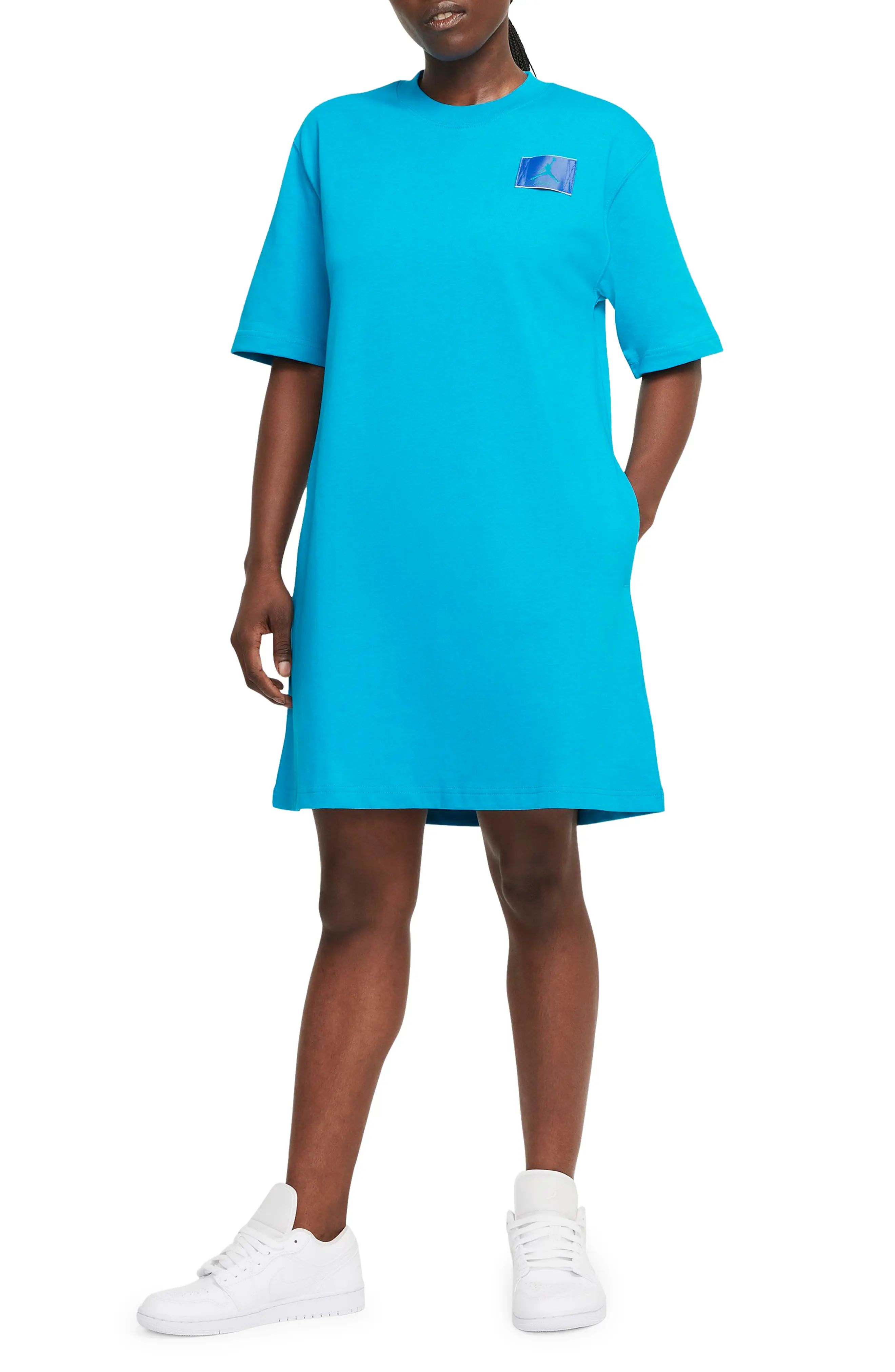 Nike Jordan Essential T-Shirt Dress in Blue Lagoon at Nordstrom, Size Large | Nordstrom