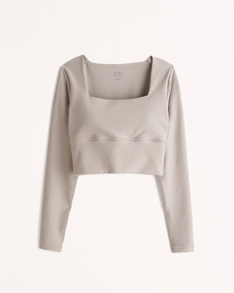 Abercrombie & Fitch Women's YPB sculptLUX Long-Sleeve Slim Squareneck Top in Oat - Size L | Abercrombie & Fitch (US)