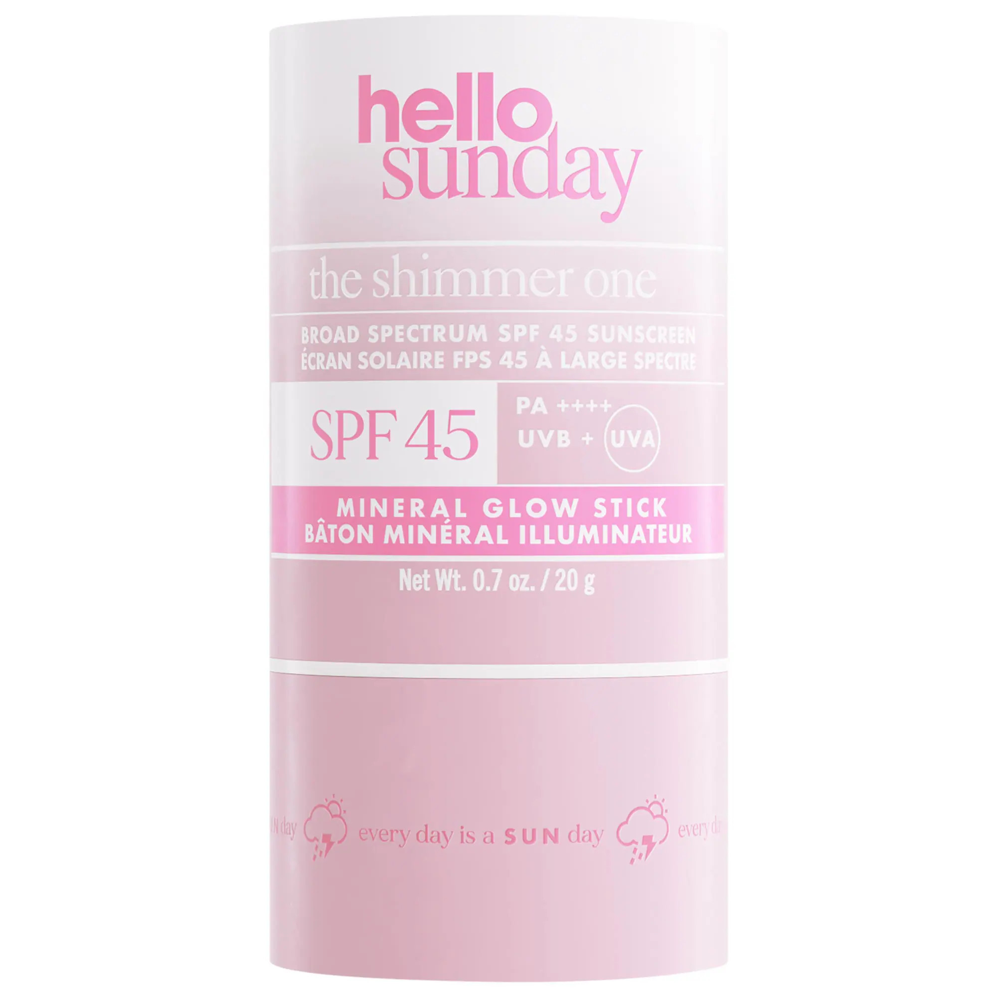 [998]Hello Sunday The Shimmer One SPF 45 Face and Body Mineral Sunscreen Glow Stick with Hyaluronic Acid 0.7 oz | Sephora (US)