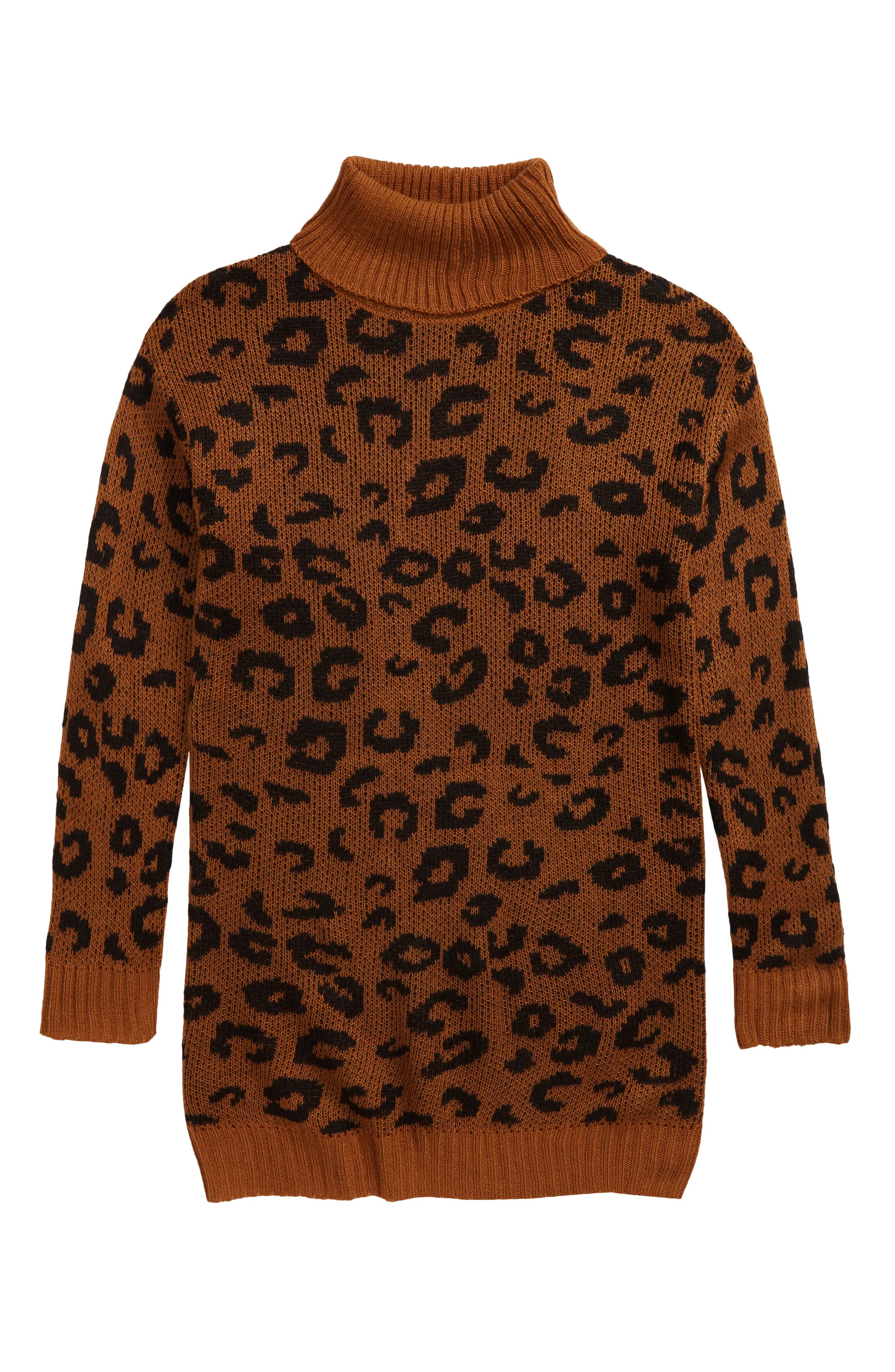 BCBG Girls Kids' Fuzzy Yarn Leopard Print Sweater at Nordstrom | Nordstrom