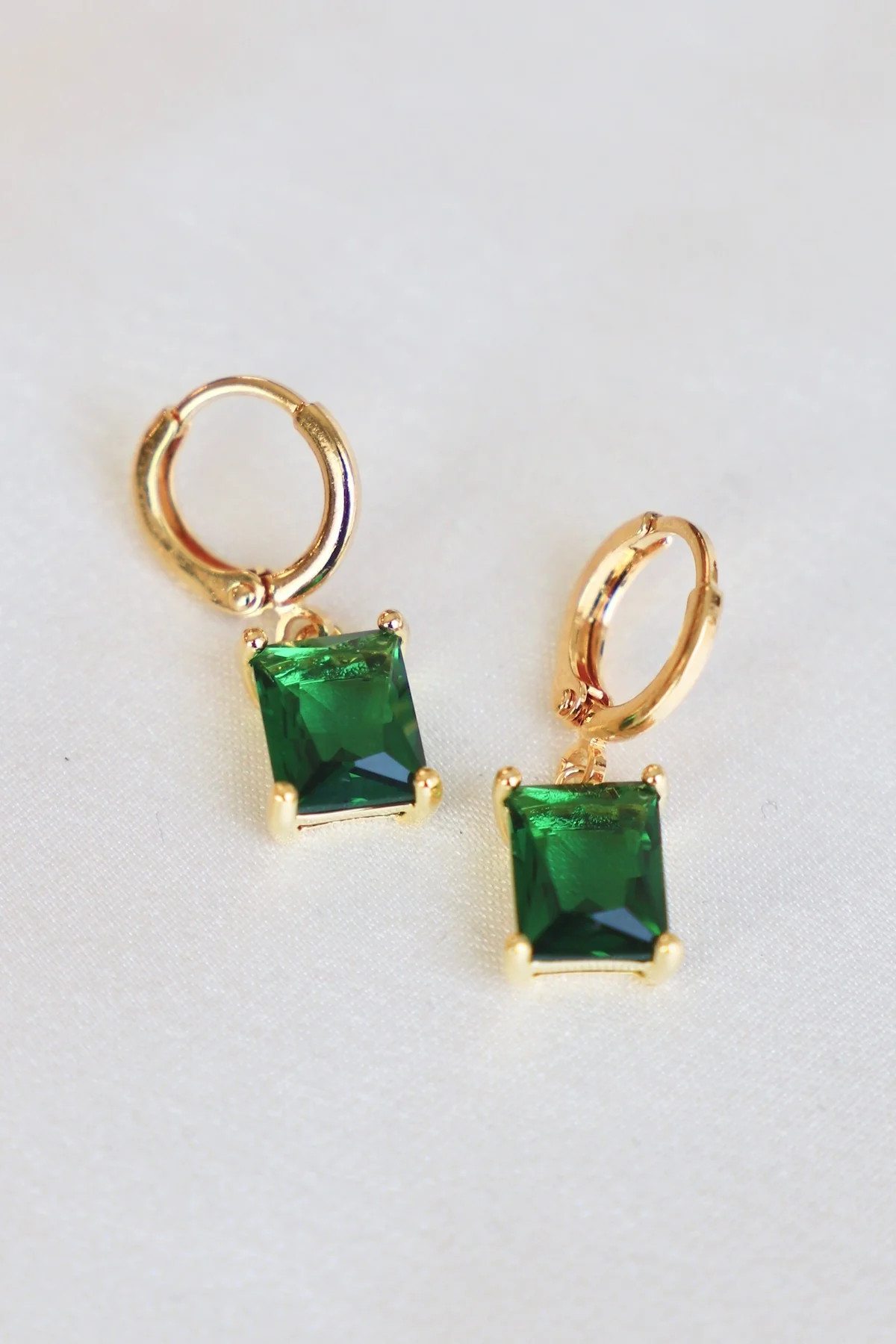 EMERALD LARGE RECTANGLE HUGGIE | Katie Waltman Jewelry